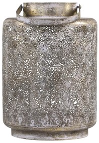 Bronzová antik kovová lampáš s kvietkami Flowien - Ø22*32cm