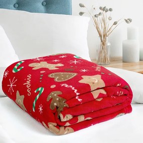 Goldea vianočná deka z mikrovlákna - perníkové dekorácie 150 x 200 cm
