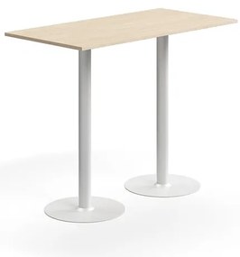 Barový stôl ALVA, 1400x700x1100 mm, HPL, biela/breza