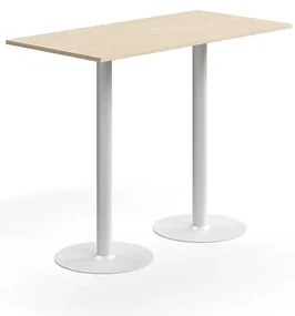 Barový stôl ALVA, 1400x700x1100 mm, HPL, biela/breza