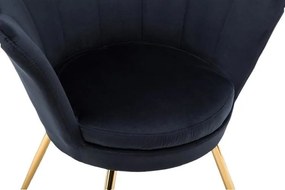 LuxuryForm DESIGN Kreslo FREY VELUR so zlatými nohami - čierne