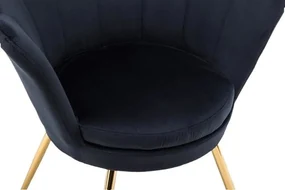 LuxuryForm DESIGN Kreslo FREY VELUR so zlatými nohami - čierne