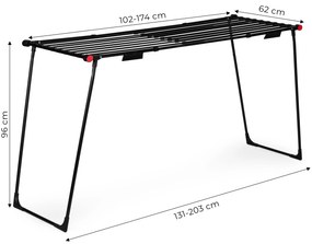 ModernHome Teleskopický sušiak na bielizeň 19-metrový - čierny