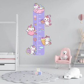 PIPPER. Detský meter - Jednorožce - textilná nálepka na stenu