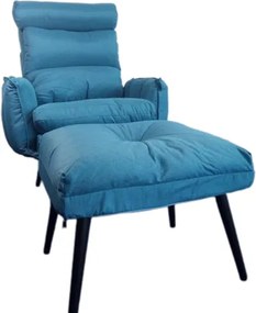 Relaxačné kreslo Dody modré s taburetkou