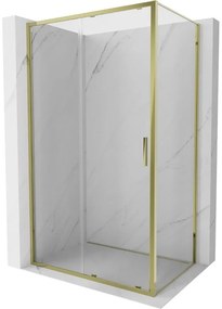 Mexen Exo, posuvný sprchový kút 135 x 75 cm, číre sklo, zlatá, 8151-135-075-50-00