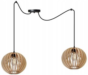 Závesné svietidlo Timber Spider 2, 2x drevené tienidlo