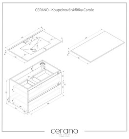 CERANO - Kúpeľňová skrinka Carole s doskou pod umývadlo - čierna matná - 80x49, 8x46 cm, CER-CER-476390