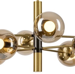 Luster na tyči ROLLO 8xE14/5W/230V zlatá/dymová béžová