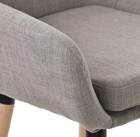 Barová stolička Grant - látka, drevené nohy natura - Sivá