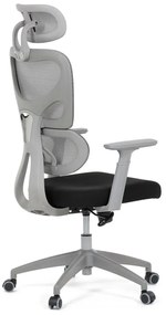 Kancelárska ergonomická stolička GRANT II — sieť, látka, sivá