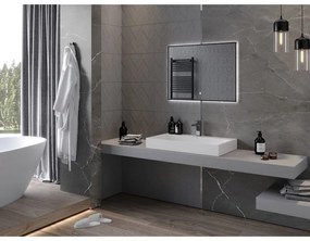Mexen Erma, LED kúpeľňové zrkadlo s podsvietením a čiernym rámom 80x60 cm, 6000K, ochrana proti zahmlievaniu, 9814-080-060-611-70