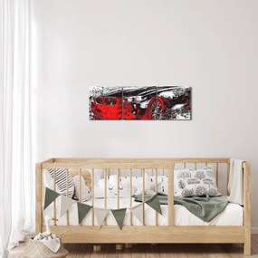 Obraz - Maľované auto v akcii (s hodinami) (90x30 cm)