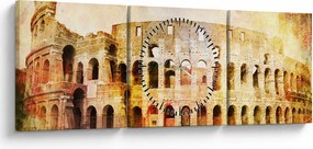 Obraz - Digitálna maľba, koloseum, Rím, Taliansko (s hodinami) (90x30 cm)
