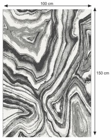 Koberec Sinan 100x150 cm - biela / čierna / vzor
