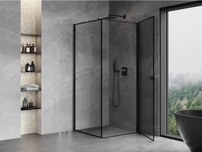 Mexen Mist-B, 1-krídlový výklopný sprchový kút, pravý, 100 x 100 cm, číre sklo-čierny rám, 8A2T-100-100-70-70-P