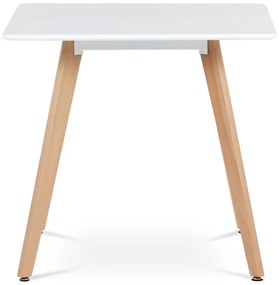 Autronic - Jídelní stůl 80x80x74 cm, MDF, bílý matný lak, masiv buk - DT-312 WT AKCE
