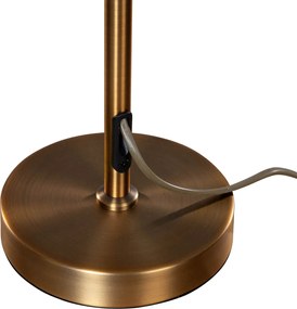 Stolová lampa bronzová s tienidlom z tmavosivej zamatovej látky 35 cm - Parte