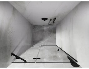 Mexen, Mexen Lunar ľavé výklopné sprchové dvere 90 cm, transparentné, čierne - 834-090-000-70-00-L