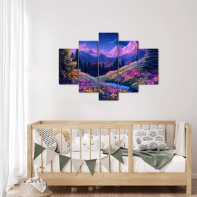 Obraz - Fialová krajina pri úplnku (150x105 cm)