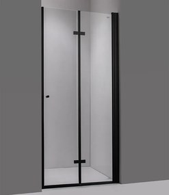 BPS-koupelny Zalamovacie otočné sprchové dvere HYD-JSD01A 80 čierna/transparent pre inštaláciu do niky - bez vaničky