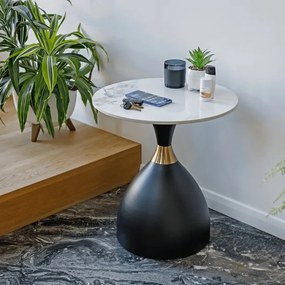 Konferenčný stolík Odis New - biely mramor / čierna