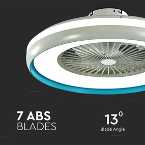 LED Stropné svietidlo s ventilátorom LED/45W/230V 3000/4000/6500K modrá