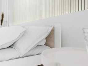 Posteľ IKAROS 180 x 200 cm, biela/dub sonoma Rošt: S lamelovým roštom, Matrac: Matrac DELUXE 10 cm