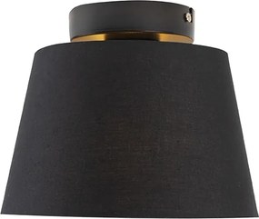 Stropné svietidlo s bavlneným tienidlom čierne so zlatom 20 cm - Combi Black