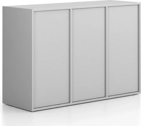 Kancelárska skriňa FRAME, nízka, 3 dvere, 1299 x 450 x 881 mm, PUSH-lock, sivá