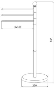 Aqualine - Stojan s vešiakom na uteráky SAMBA 85,5 cm nerez/lesklý chróm