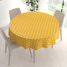 Biante Bavlnený okrúhly obrus Sandra SA-598 Biele bodky na žltom Ø 50 cm