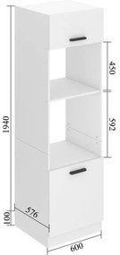 Vysoká kuchynská skrinka Belini Premium Full Version pre vstavanú rúru 60 cm šedý antracit Glamour Wood