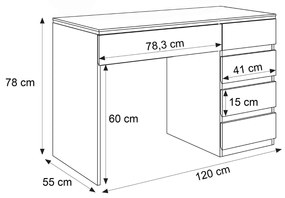 PISACÍ STÔL NESSIE KAŠMÍR + ZLATÝ 120 cm