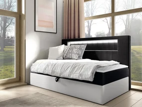 Kontinentálna jednolôžková posteľ Junior Ribezo 2, Rozmer postele: 100x200, Dostupné poťahy: ekokoža Soft 017 (biela) + Fresh 17