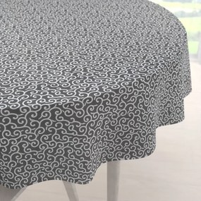 Biante Bavlnený okrúhly obrus Sandra SA-258 Ornamenty na tmavo sivom Ø 100 cm