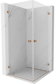 Mexen Lunar-B Duo výklopný sprchový kút 75 x 75 cm, číre sklo, medená matná, 832-075L-075P-65-00