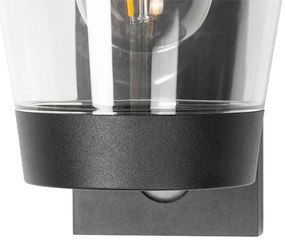 Vonkajšia nástenná lampa čierna IP44 s pohybovým senzorom - Joren