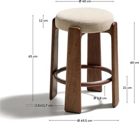 Béžová/v tmavo prírodnej farbe barová stolička z jaseňového dreva (výška sedadla 65 cm) Granite – Kave Home