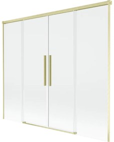 Mexen Rox, 2-krídlová posuvná vaňová zástena 180 x 150 cm, 8mm číre sklo, zlatý matný profil, 8C9-180-002-55-00