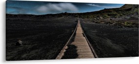 Obraz drevenej cesty za súmraku (120x50 cm)