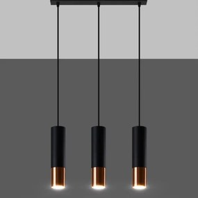 Sollux SL.0948 - Luster na lanku LOOPEZ 3xGU10/10W/230V čierna/meď