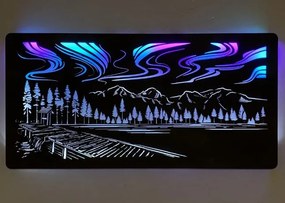 Led obraz Polárna žiara RGBW na batériu