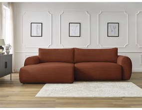 Menčestrová rozkladacia rohová pohovka v tehlovej farbe (ľavý roh) Lucien – Bobochic Paris