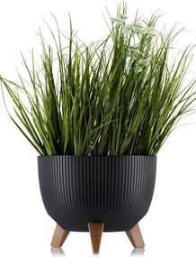 PLASTOVÝ KVETINÁČ ROSA LINEA ECO SADA 2KS 15X24,3 CM+18,3X29,2 CM ČIERNA