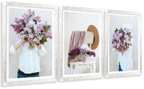 Gario Sada plagátov Nádherné kvety - 3 dielna Farba rámu: Rustikálna, Rozmery: 99 x 45 cm