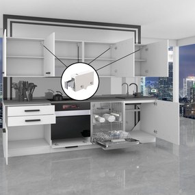 Kuchynská linka Belini Premium Full Version 360 cm šedý lesk s pracovnou doskou NAOMI