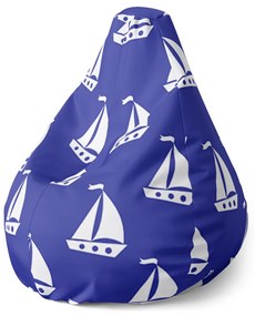 Sablio Sedací vak Pear Biele lode - 70 x 95 x 15 cm