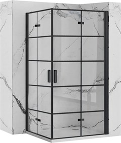 Obdĺžnikový sprchový kút REA MOLIER BLACK DOUBLE 80x90 cm, čierny/transparent - bez vaničky