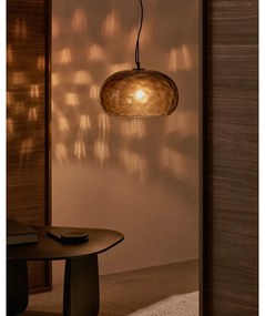 Jantárové sklenené závesné svietidlo so skleneným tienidlom ø 40 cm Balma – Kave Home